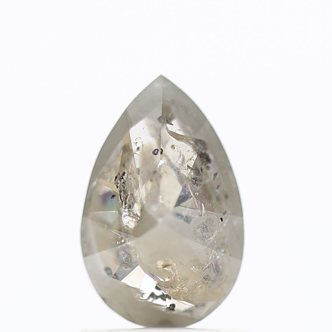 1 Carat Natural Pear Cut Gray Salt Pepper Diamond 8.18 MM