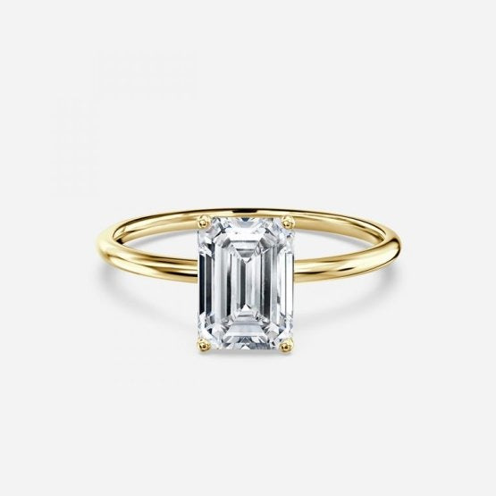 Bdaya Emerald Solitaire Engagement Ring 14K / 18K Solid Gold