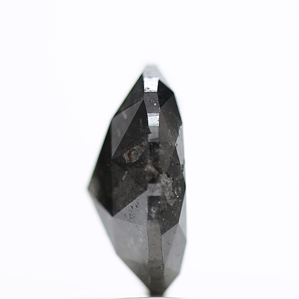 1.17 Carat Rose Cut Salt and Pepper Diamond Oval Fancy Gray Diamond 7.67 MM