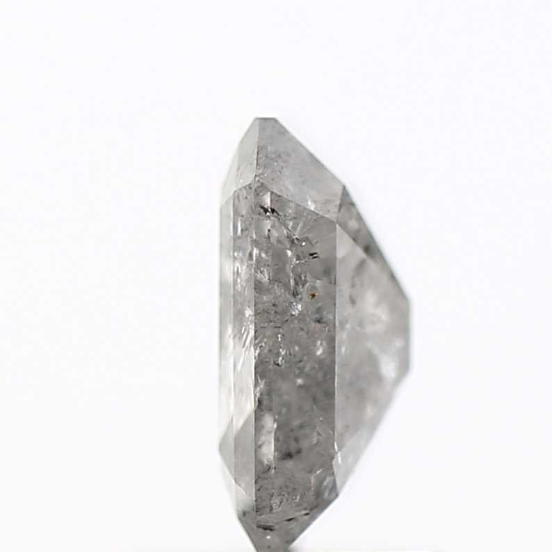 0.94 Carat 7.08 MM Fancy Icy Gray Emerald Cut Salt and Pepper Diamond - Blackdiamond