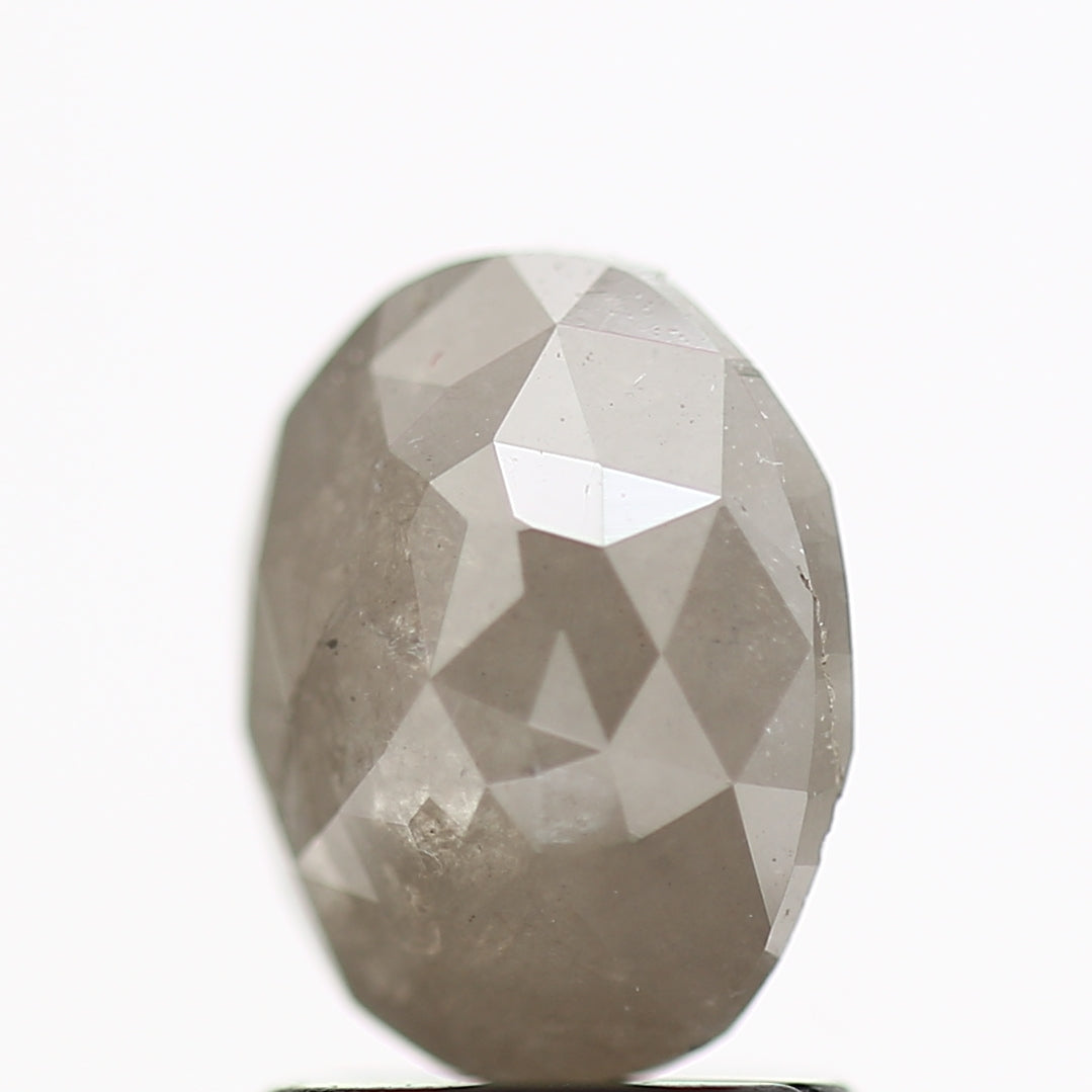 1.51 Carat Fancy Gray Oval Rose Cut Salt Pepper Diamond 7.80 MM