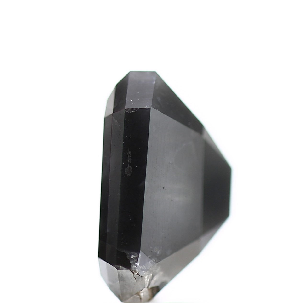 3.31 Carat 9.25 MM Emerald Cut Black Gray Natural Loose Rustic Diamond - Blackdiamond