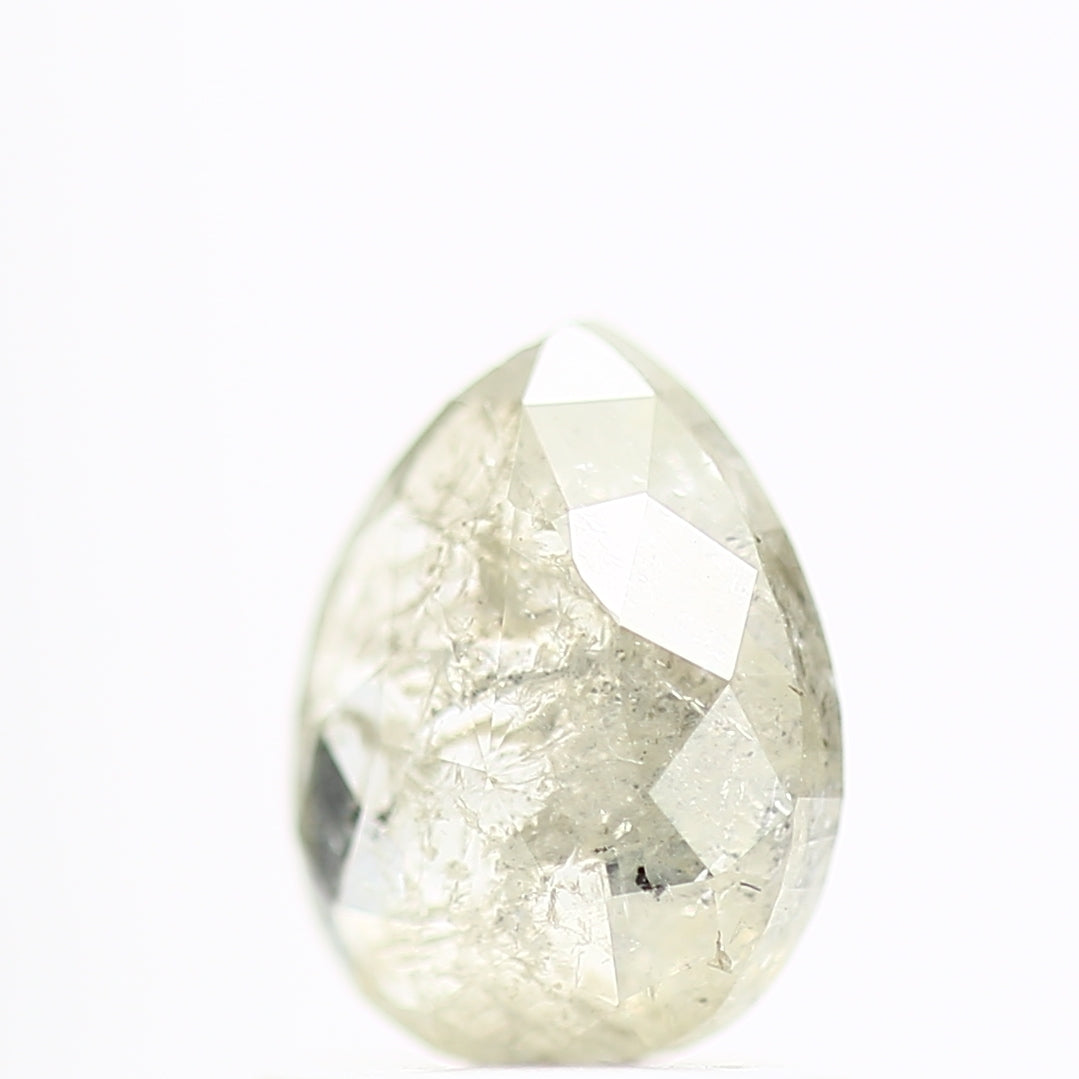 0.95 Carat Light Yellow Salt and Pepper Pear Diamond For Engagement Ring