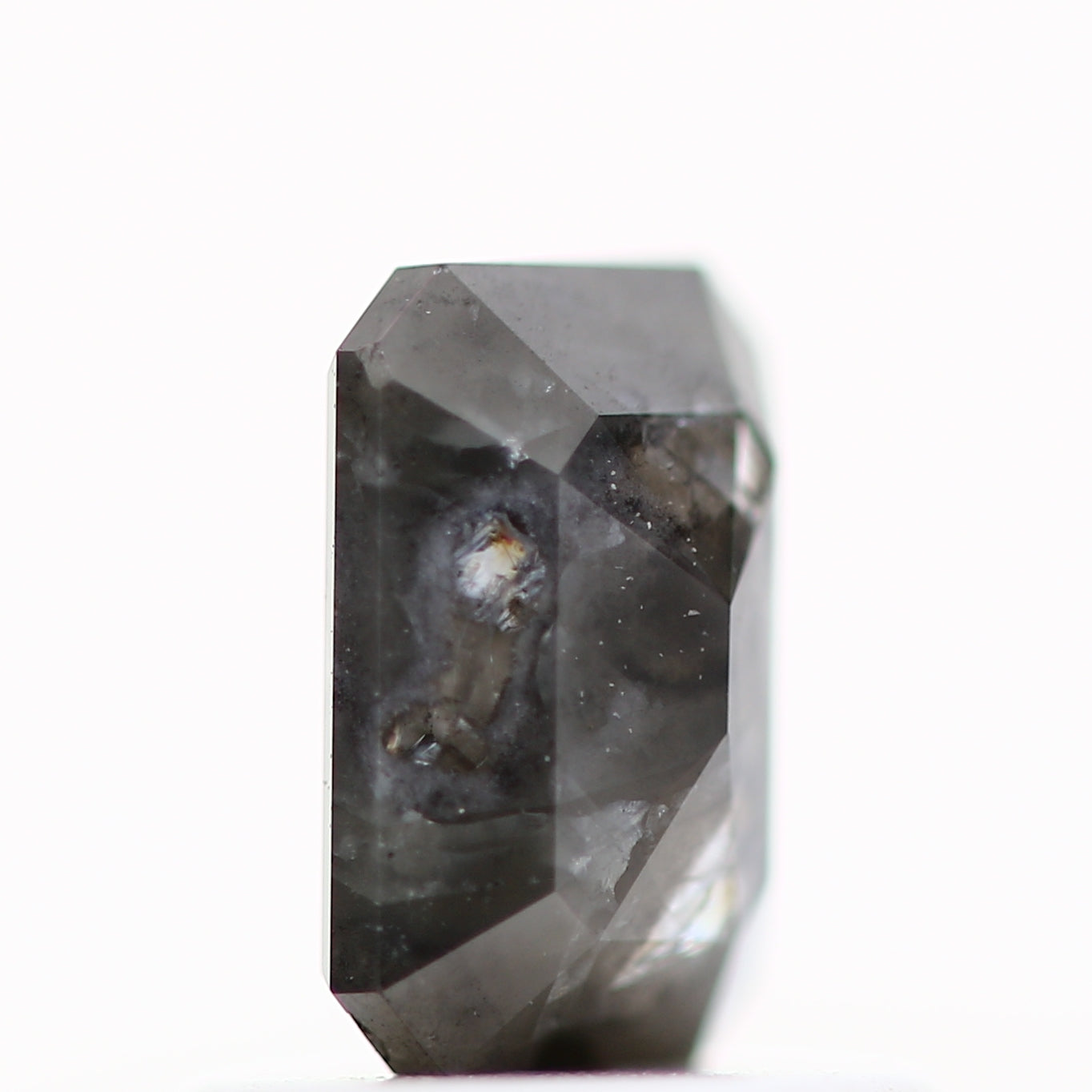 0.76 Carat 6.02 MM Natural Gray Emerald Cut Salt and Pepper Diamond - Blackdiamond