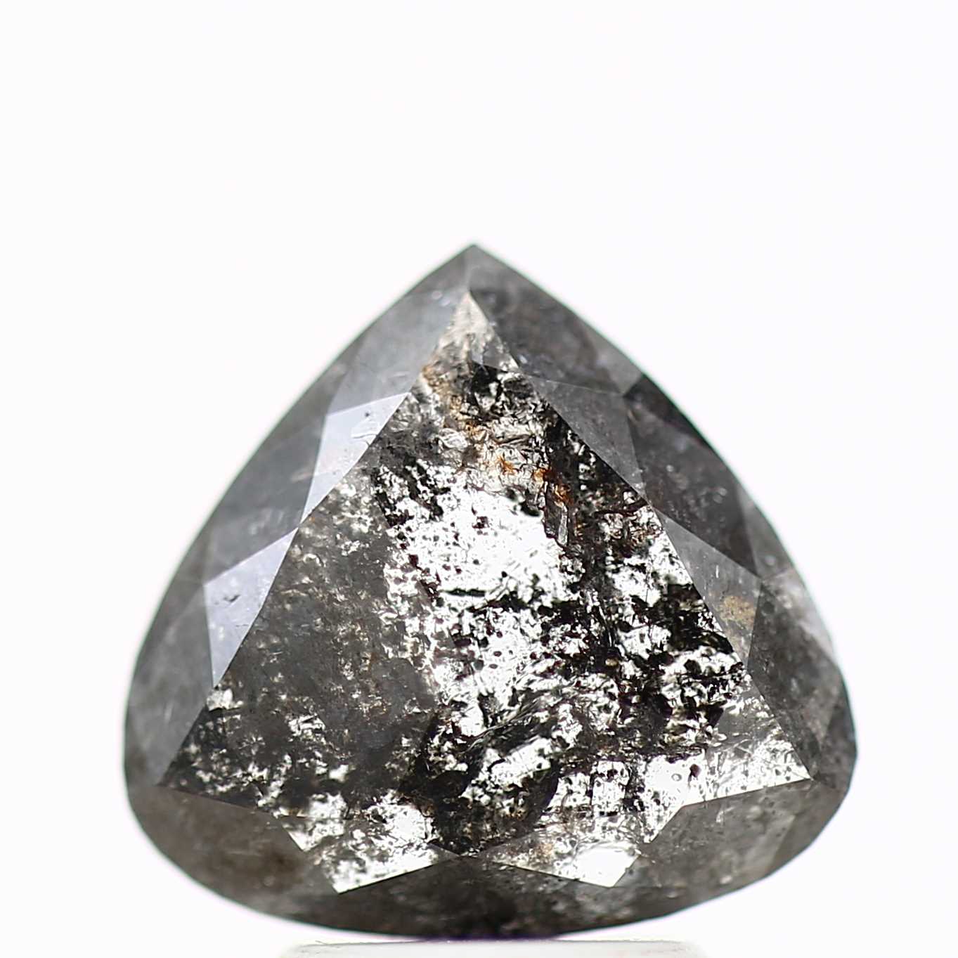 1.83 Carat Natural Rose Cut Salt and Pepper Pear Diamond 9.99 MM