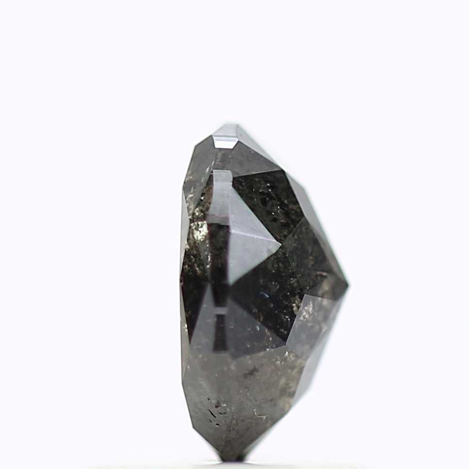 0.84 Carat Natural Oval Stones For Black Speckled Diamond Ring 6.75 MM
