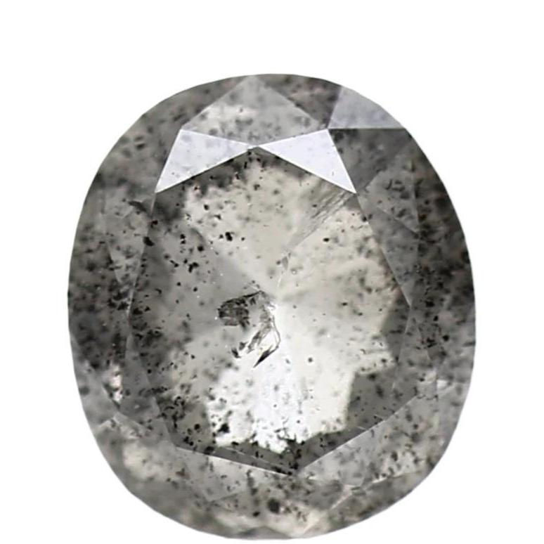 0.97 carat Oval Gray Rose Cut Salt and Pepper Diamond 6 mm
