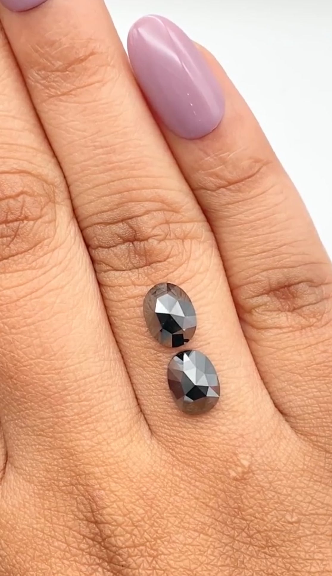 3 Carat Black Oval Shape Rosecut Diamond Matched Pair
