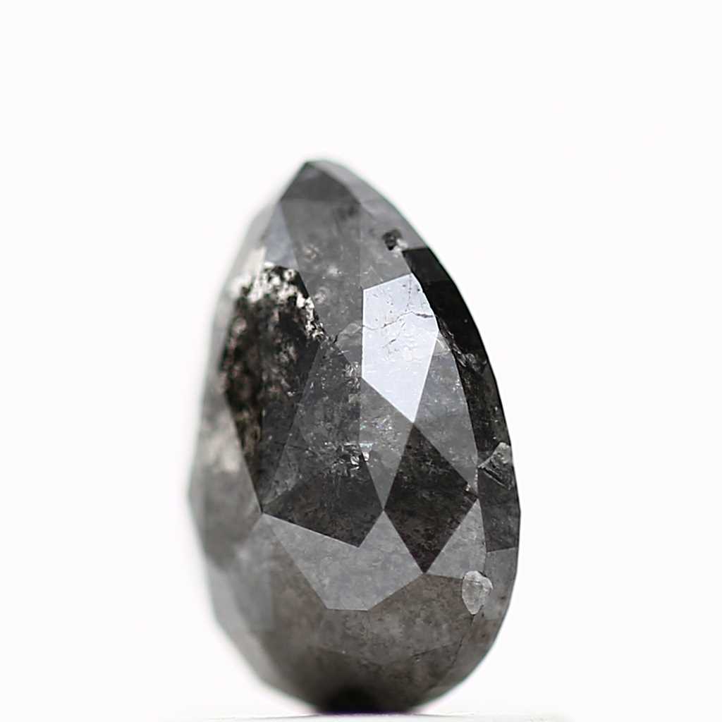 1.02 Carat Natural Black Pear Salt and Pepper Diamond 7.58 MM