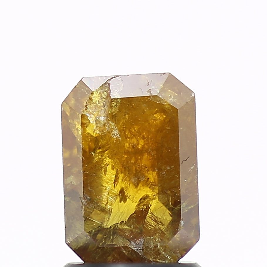 1.39 Carat Natural Yellow Emerald Salt and Pepper Diamond 7.9 MM