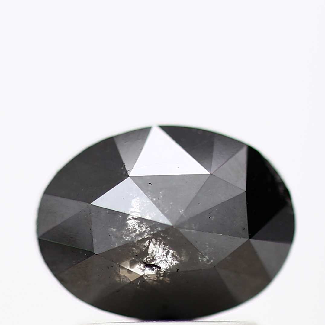 1.45 Carat Fancy Black Oval Shape Salt and Pepper Diamond 8.10 MM