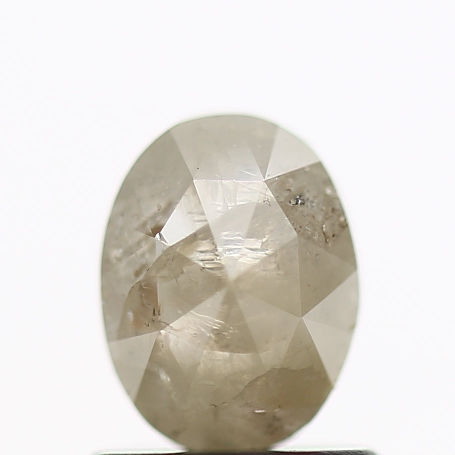 0.72 Carat Natural Rustic Oval Gray Diamond 6.6 MM