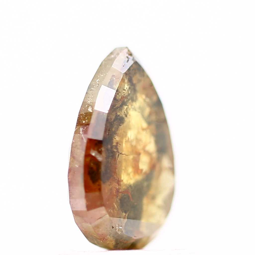 1 Carat Salt and Pepper Diamond Natural Orange Pear 7.85 MM