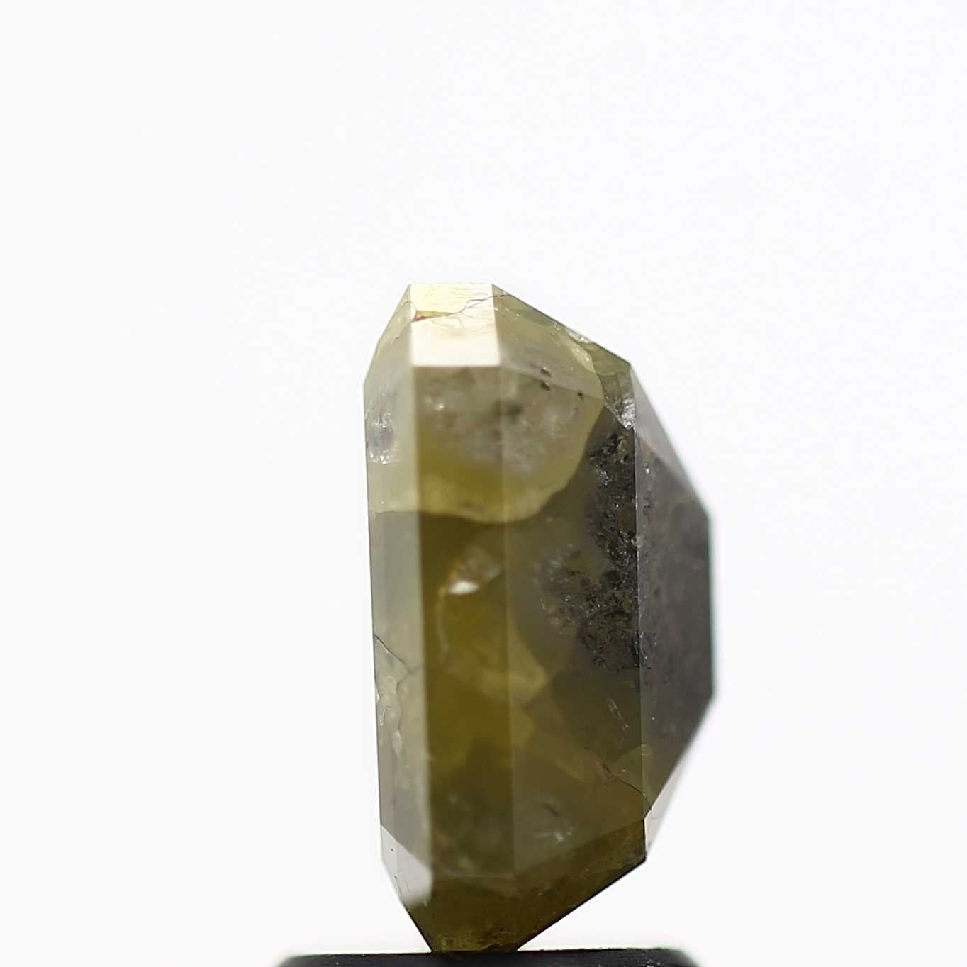 3.22 Carat 9.04 MM Rustic Green Yellow Emerald Cut Natural Diamond - Blackdiamond