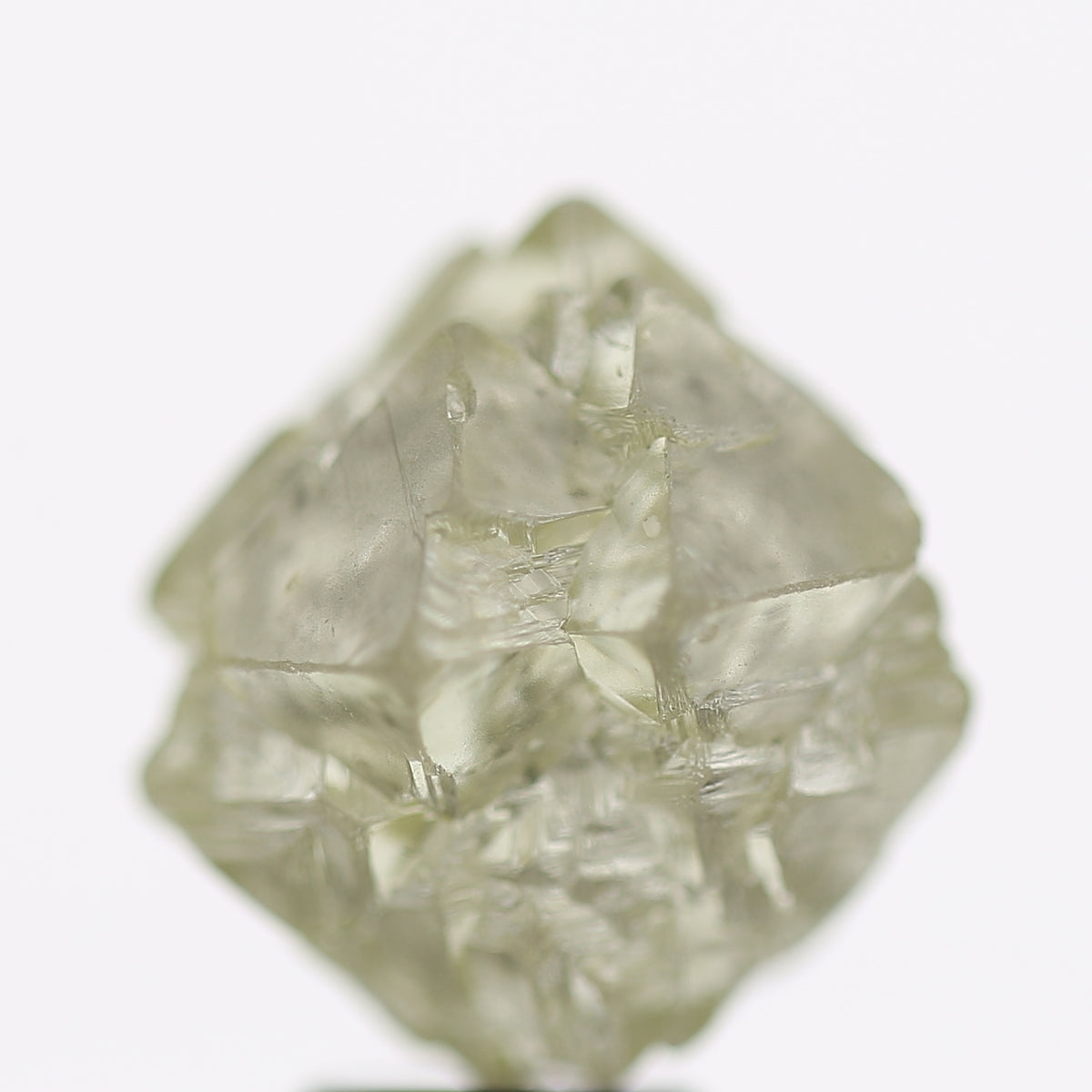10 Ct Rough Diamond Octahedron Light Green Gray Raw Stone 12.70 MM