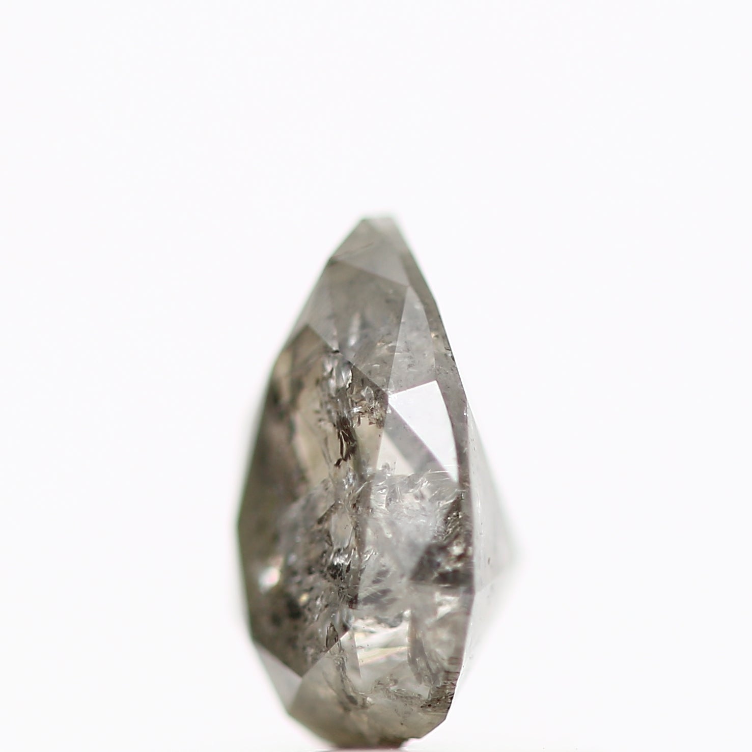 0.48 Carat Fancy Gray Pear Salt and Pepper Diamond 6.32 MM