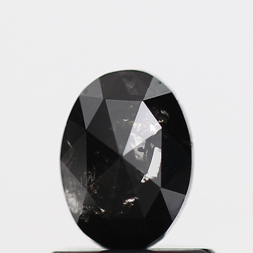 0.51 Carat Oval Rose Cut Natural Black Diamond 6.2 MM