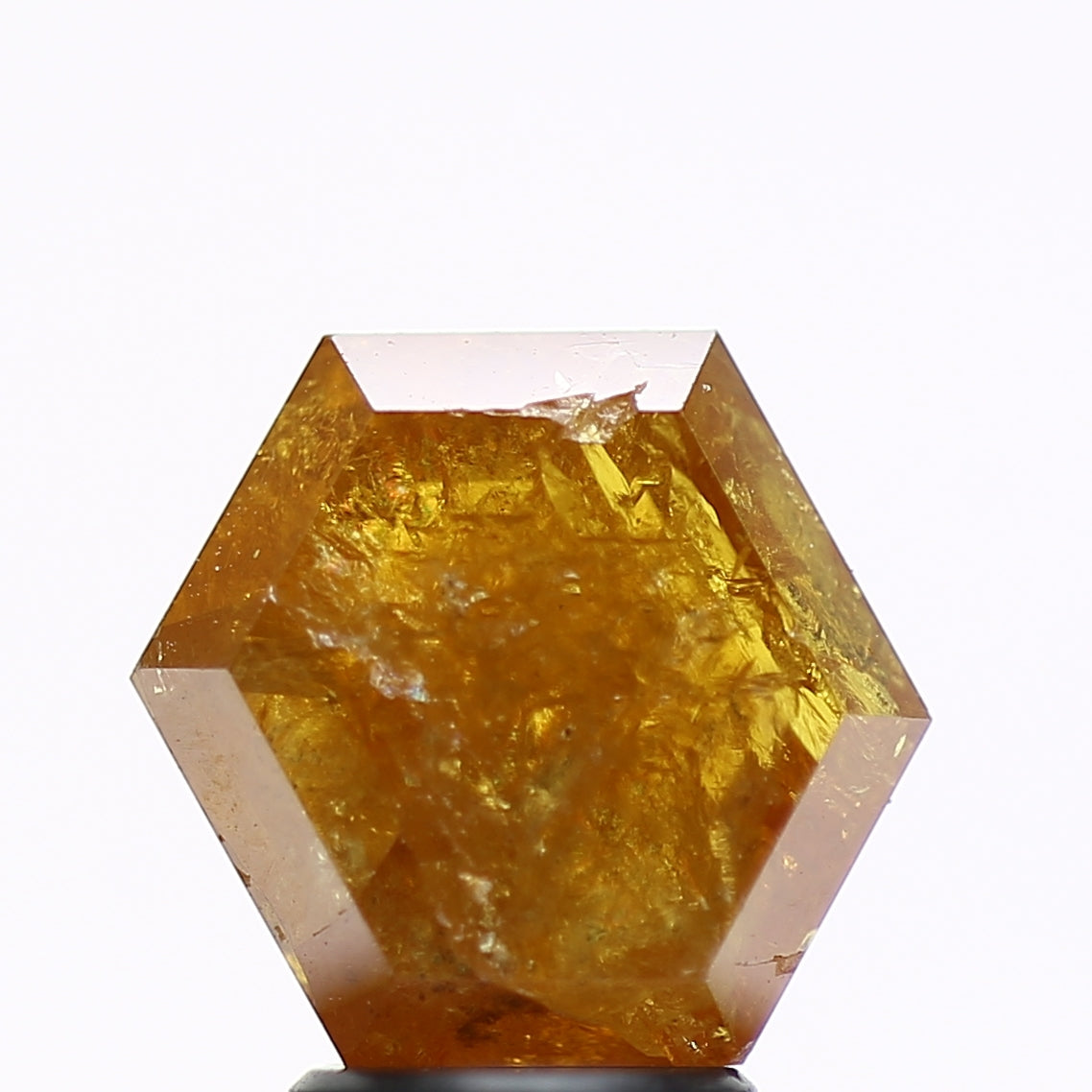 3.88 Carat Natural Yellow Hexagon Salt and Pepper Diamond 9.35 MM