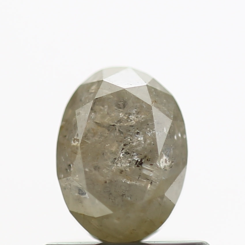 0.91 Carat Natural Rustic Oval Grey Diamond 6 MM
