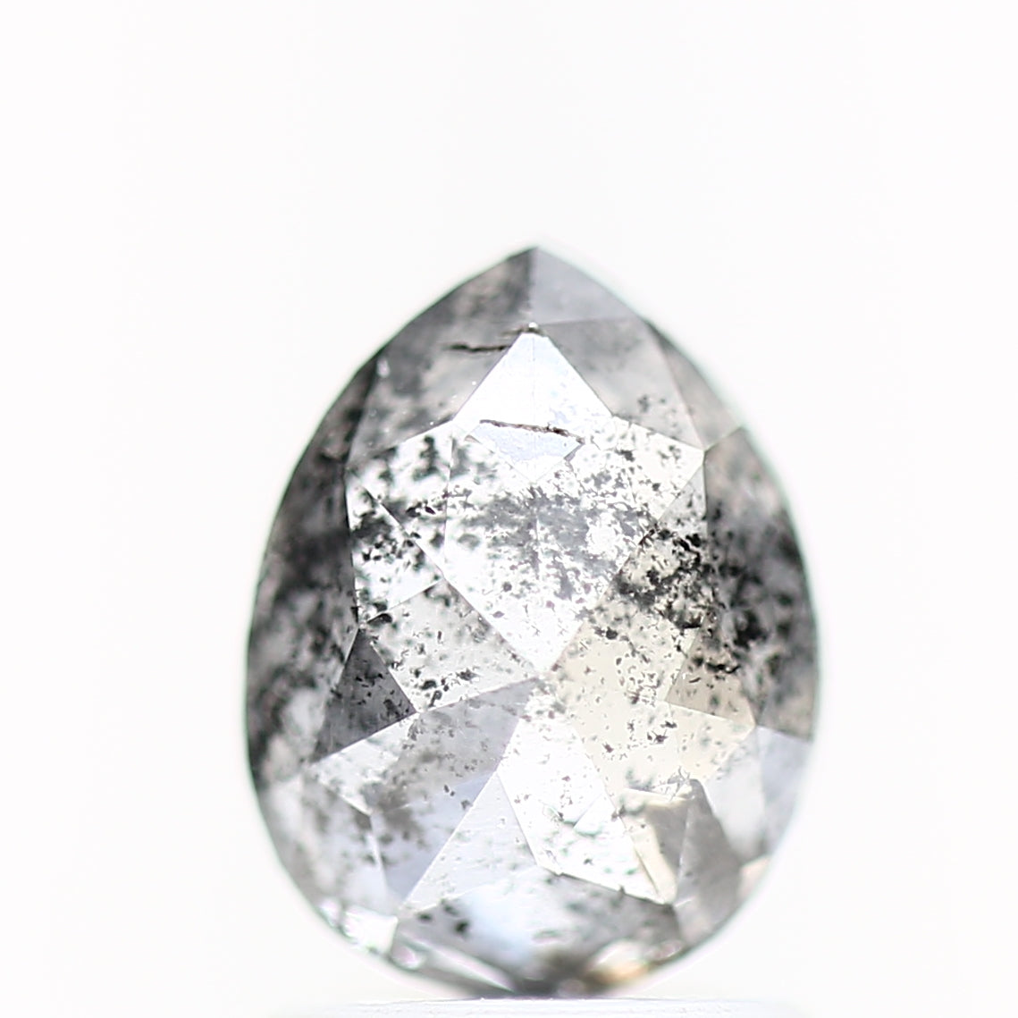 1.60 Carat Natural Gray Diamond For Pear Cut Diamond Halo Ring