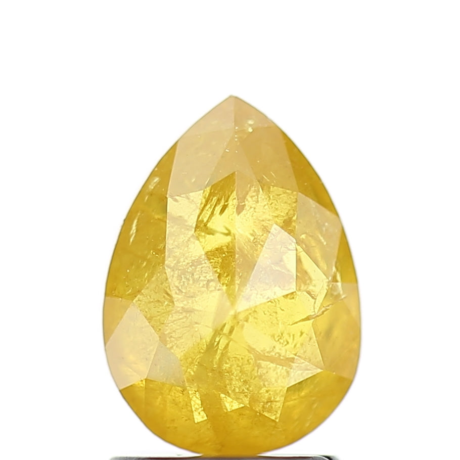 1.78 Carat Natural Fancy Yellow Pear Salt and Pepper Diamond 8.70 MM