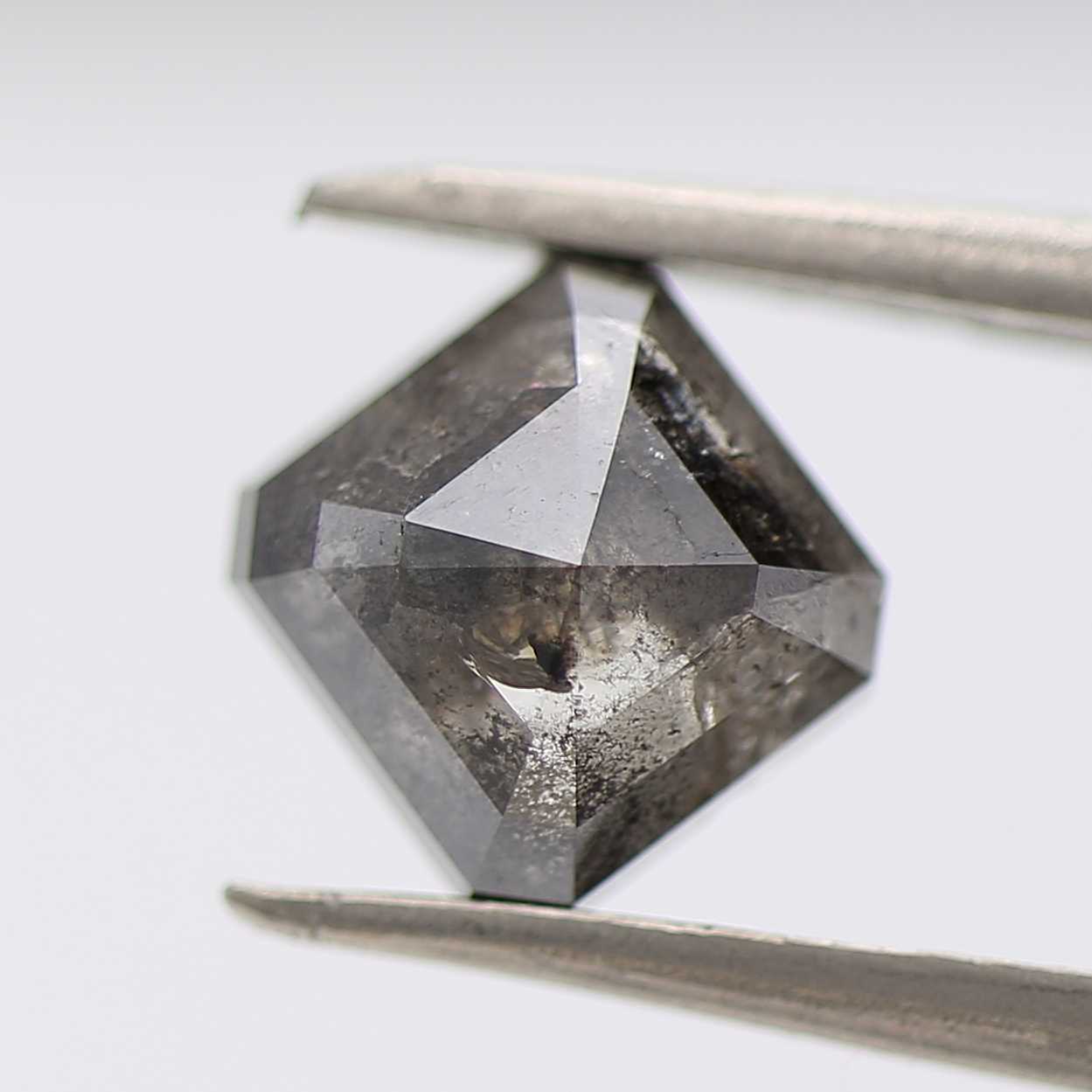 1.84 Carat 6.62 MM Fancy Gray Emerald Cut Salt and Pepper Diamond - Blackdiamond