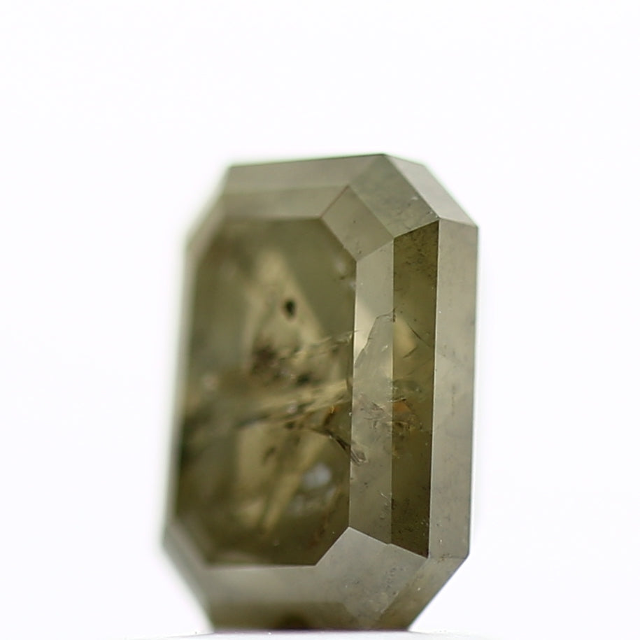1.23 Carat 6.5 MM Natural Rustic Green Gray Emerald Loose Diamond - Blackdiamond