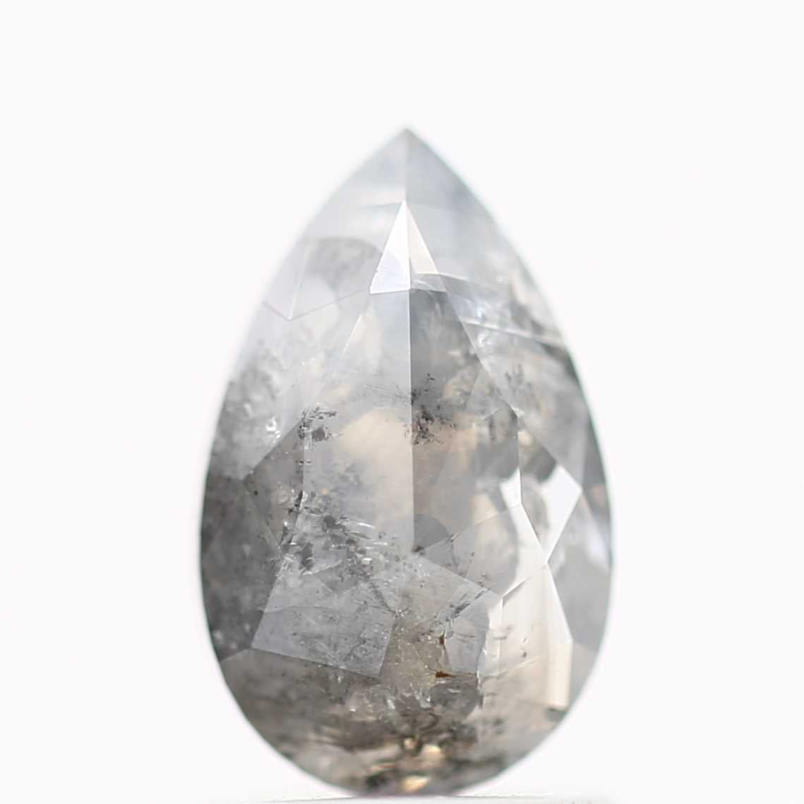 1.46 Carat Natural Icy Salt and Pepper Pear Diamond