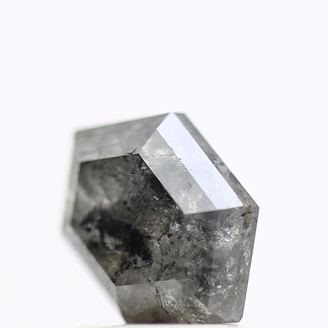 1.54 Carat Grey Hexagon Salt and Pepper Diamond 8.41 MM