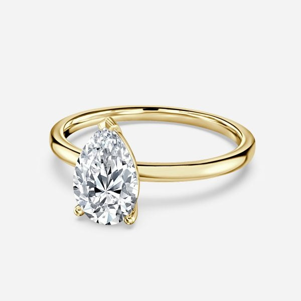Deltic Pear Solitaire Engagement Ring 14K / 18K Solid Gold
