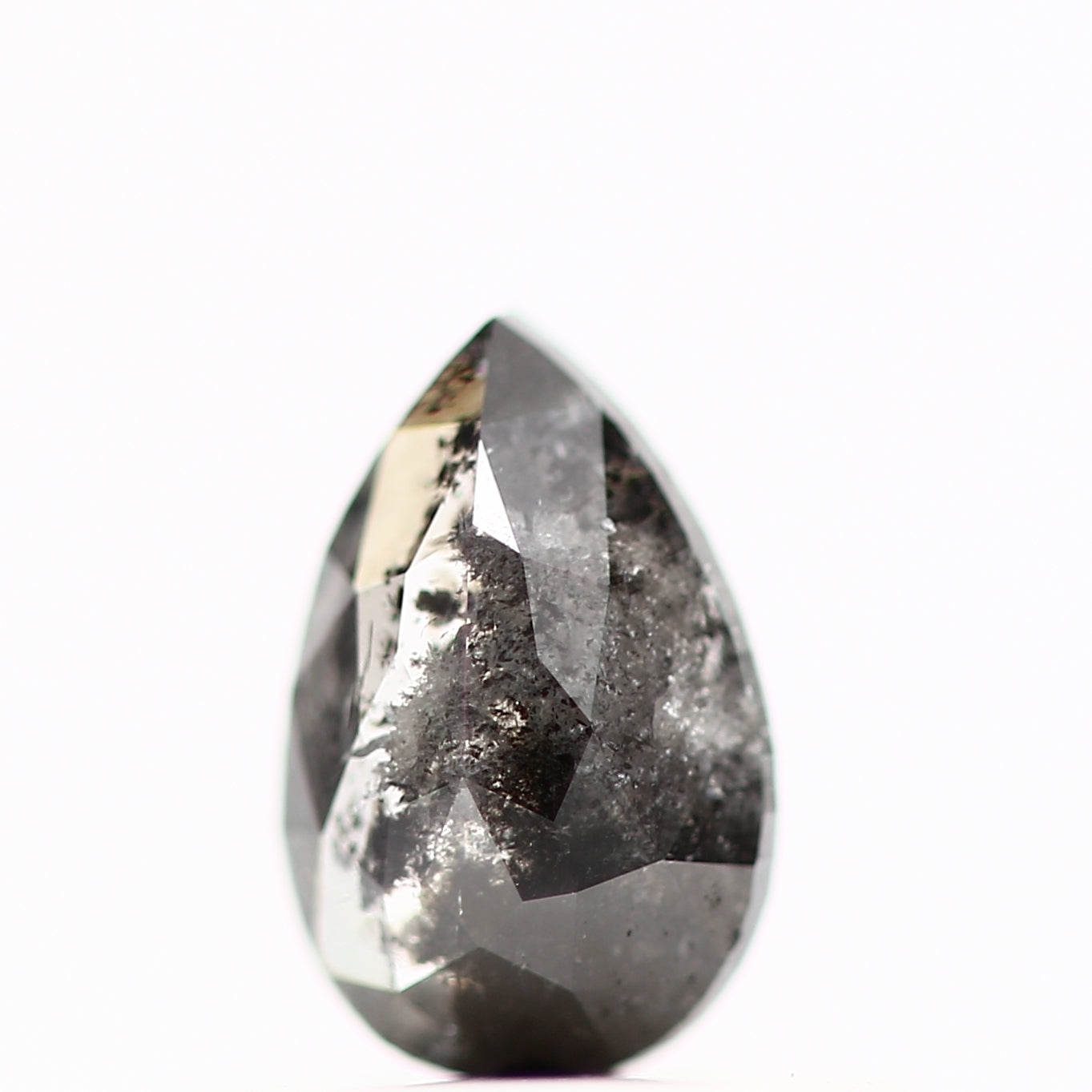 0.40 Carat Natural Gray Color Pear Salt and Pepper Diamond 5.73 MM