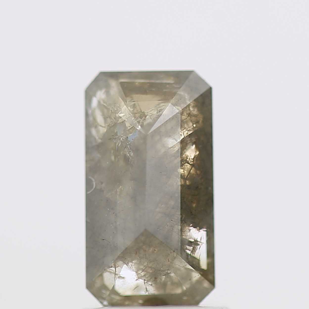 1.35 Carat 9.10 MM Fancy Gray Emerald Cut Salt Pepper Diamond - Blackdiamond