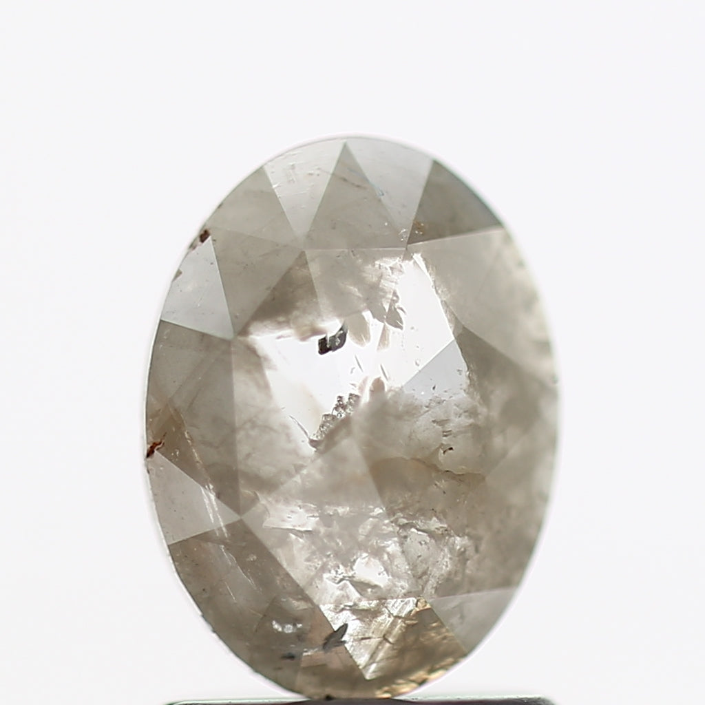 0.84 Carat Oval Gray Rose Cut Salt And Pepper Diamond 7.9 MM