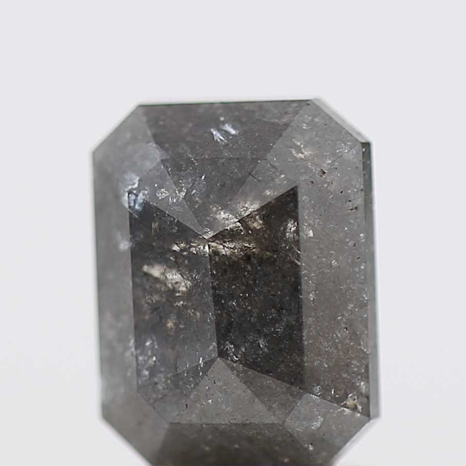 1.96 Carat 8.20 MM Fancy Gray Emerald Cut Salt and Pepper Diamond - Blackdiamond