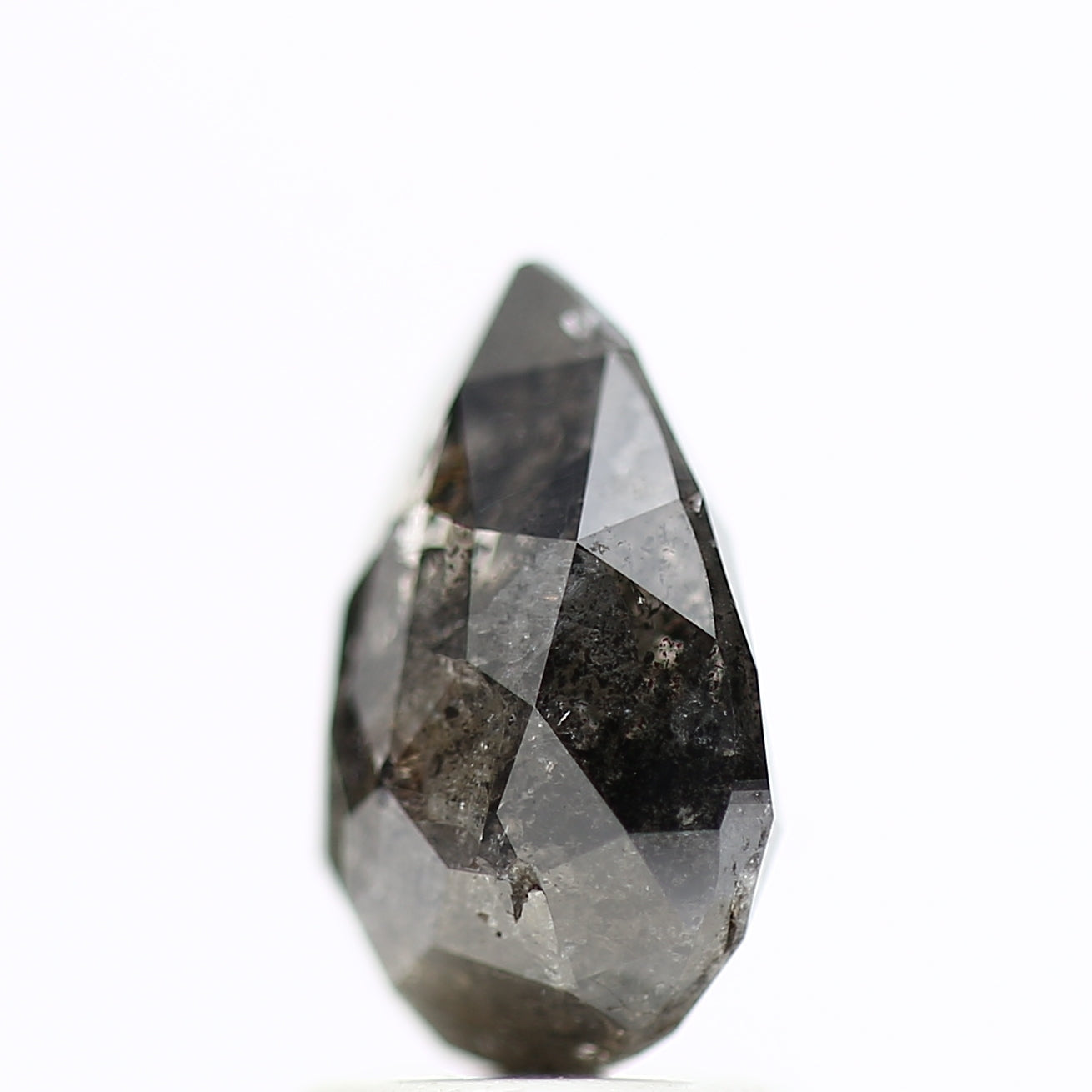 2.02 Carat Salt & Pepper Pear Diamond Double Cut Diamond 9.38 MM