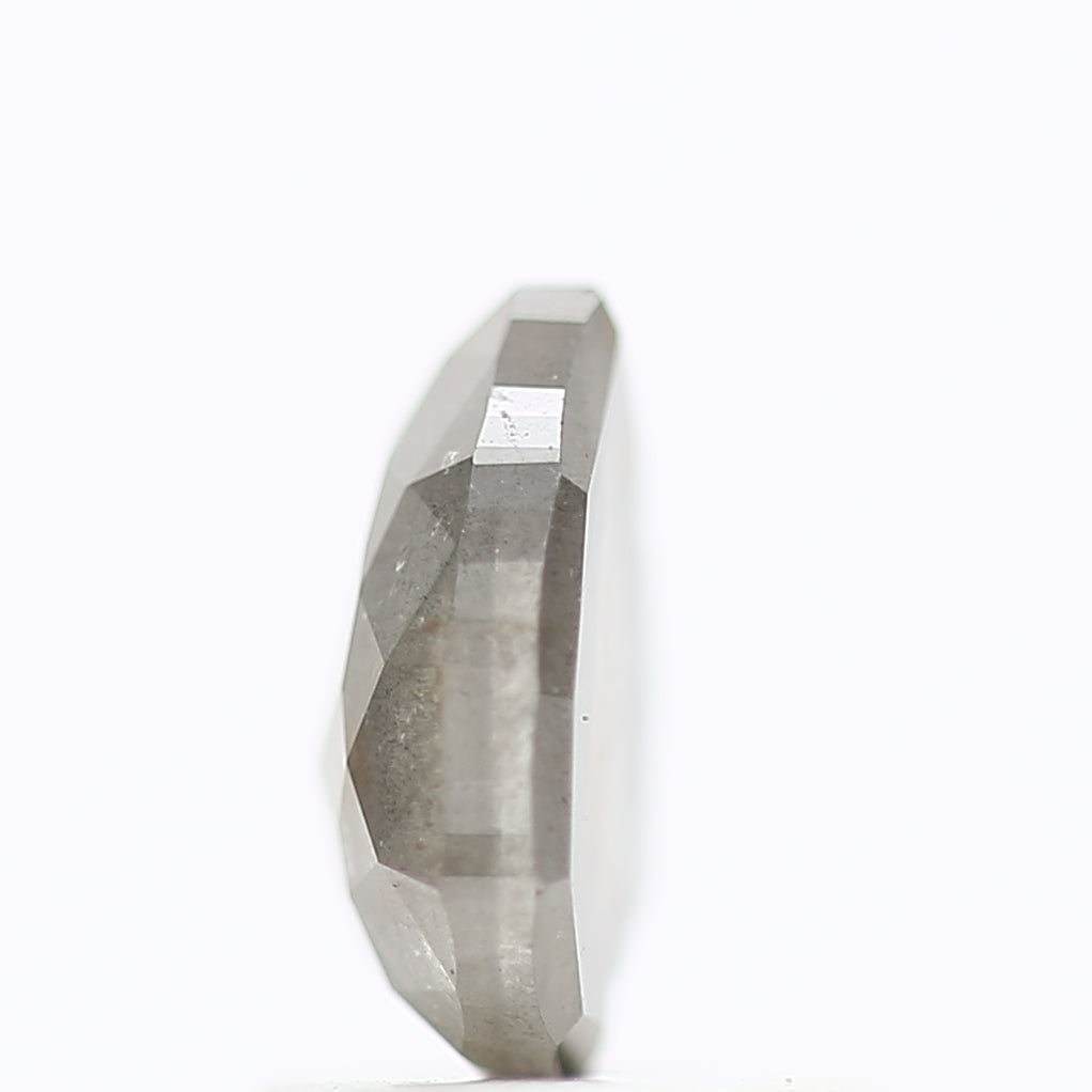 0.90 Carat Natural Gray Pear Rose Cut Salt Pepper Diamond 7 MM