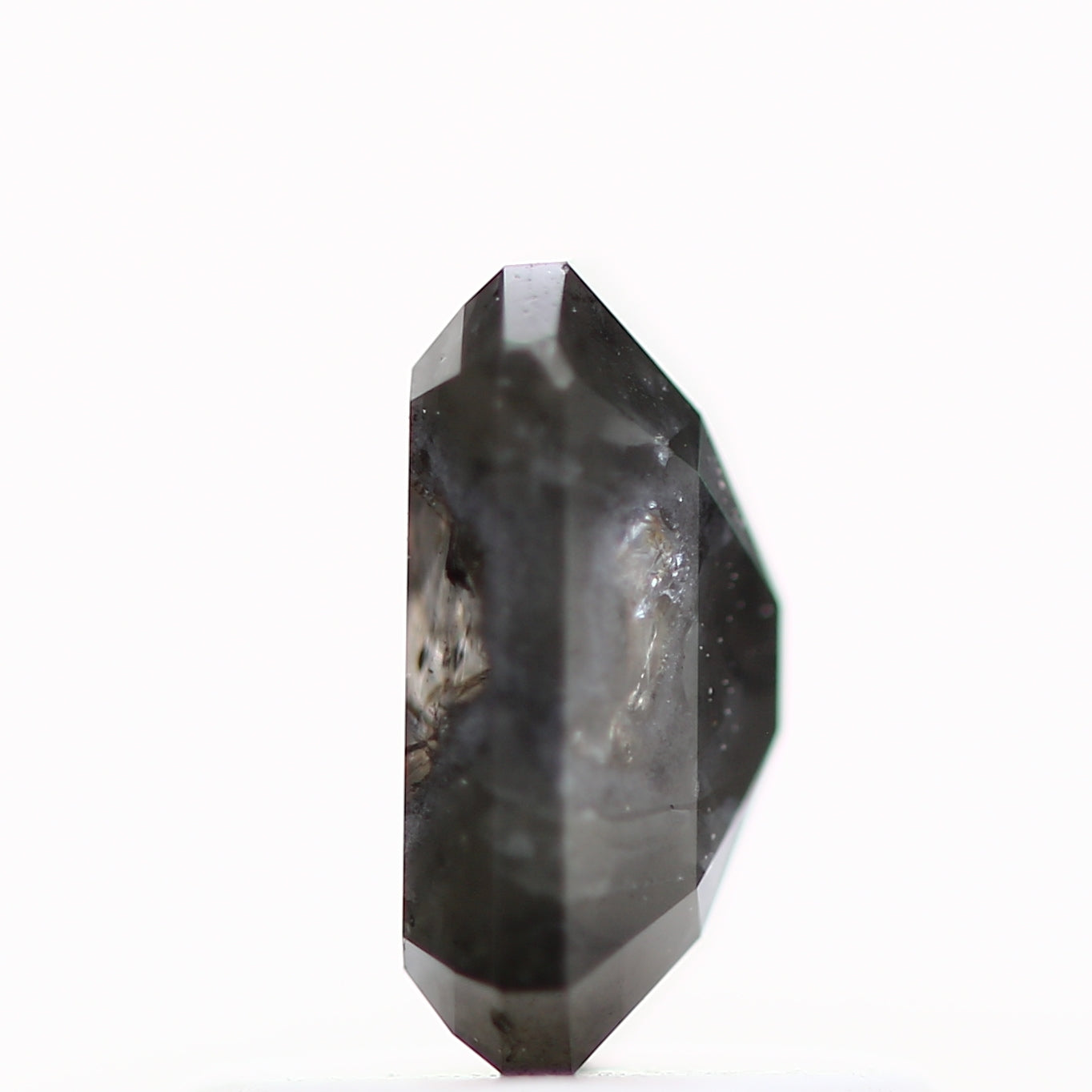 0.76 Carat 6.02 MM Natural Gray Emerald Cut Salt and Pepper Diamond - Blackdiamond