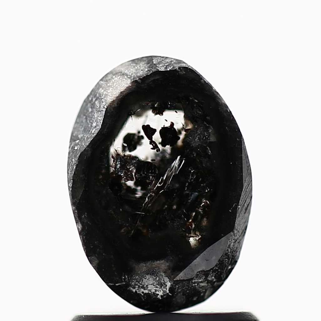 1.65 Carat Rose Oval Cut Salt and Pepper Diamond 7.86 MM