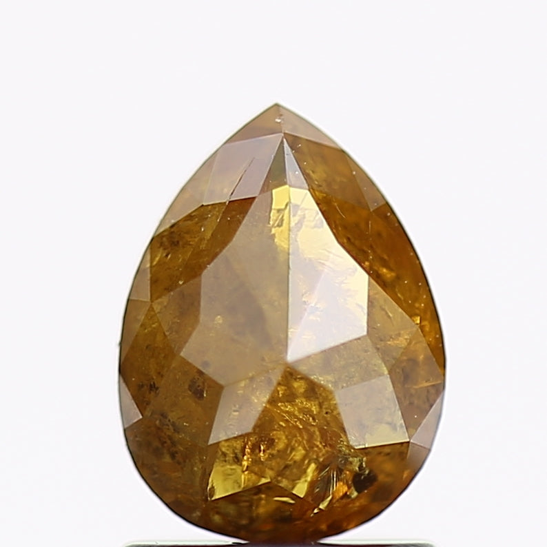 1.36 Carat Natural Pear Salt and Pepper Diamond Yellow Brown 7.8 MM