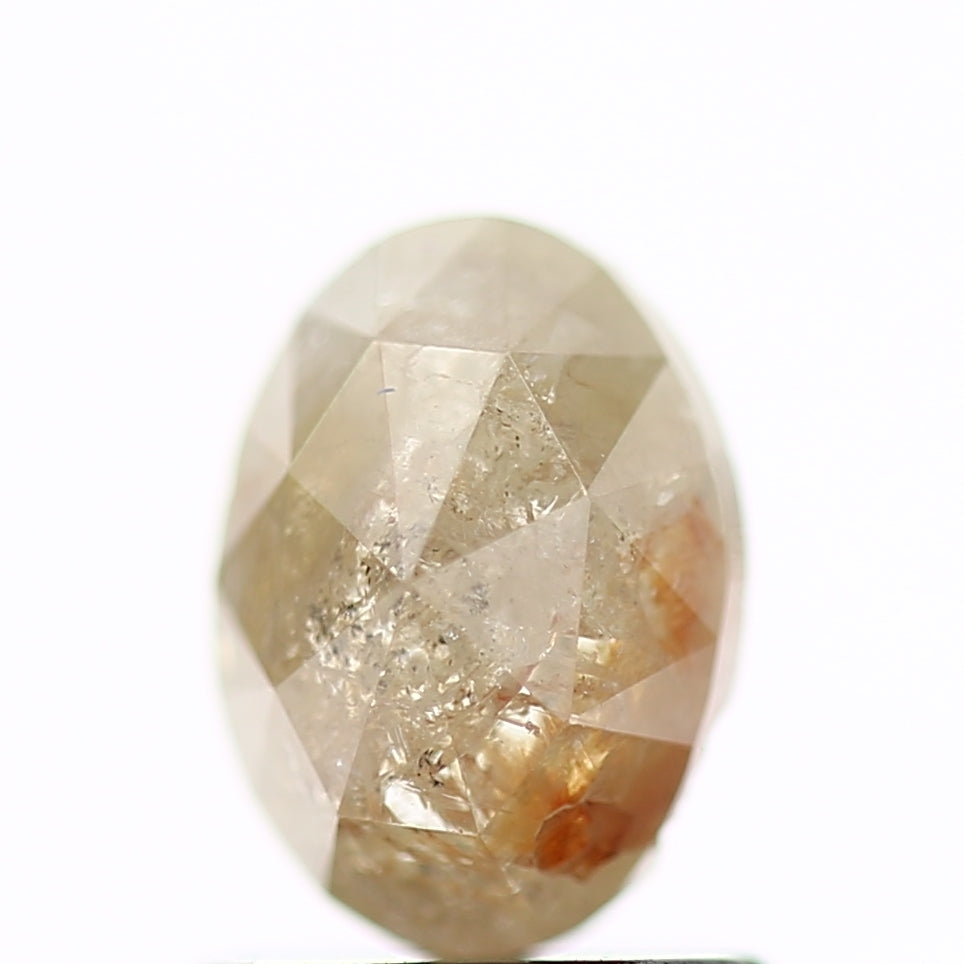 1.04 Carat Natural Rose Cut Rustic Oval Yellow Diamond 7.2 MM