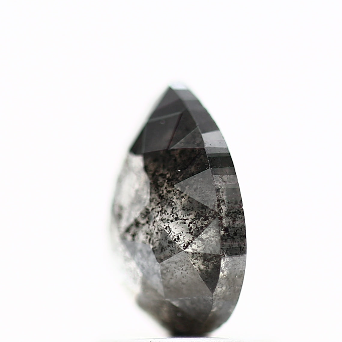 1.12 Carat Natural Diamond Gray Rose Cut Salt and Pepper Pear Diamond 7.98 MM