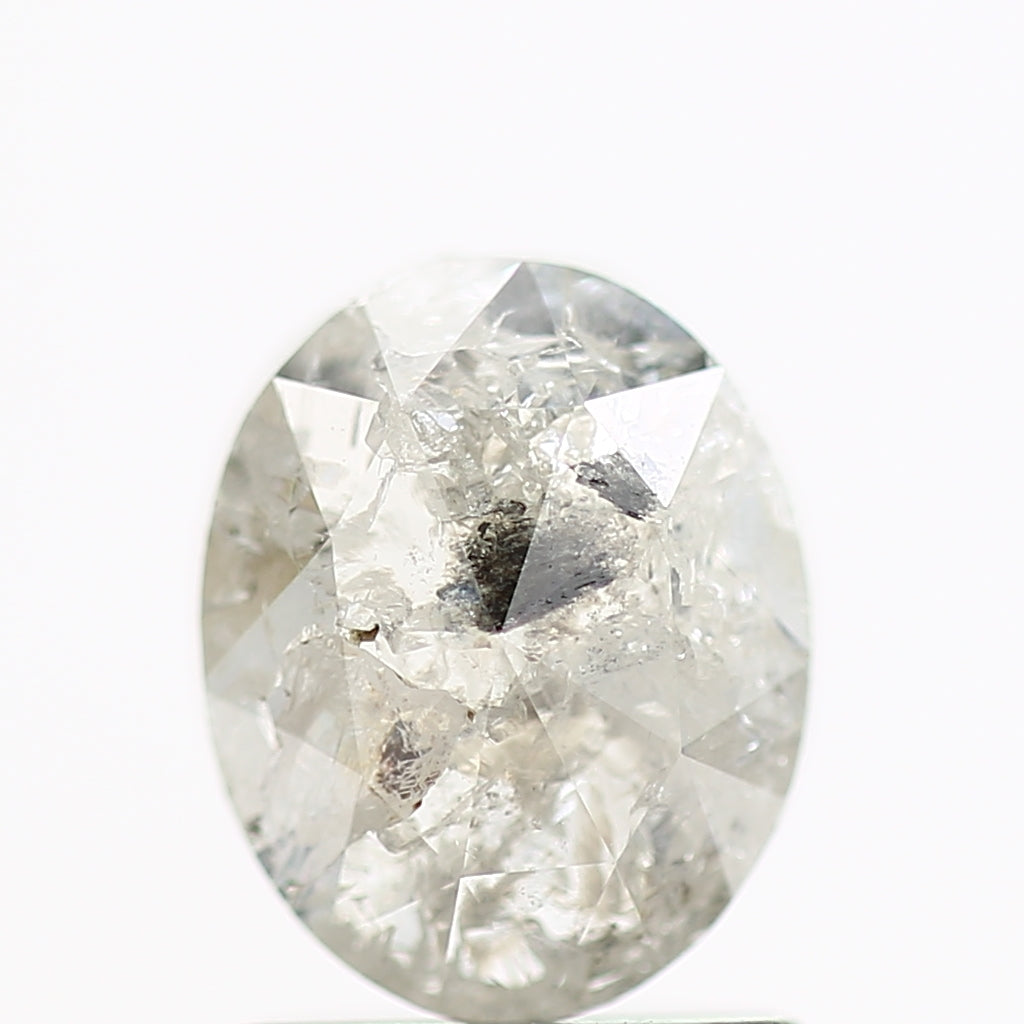 1.23 Carat Natural Oval Icy Salt and Pepper Diamond 7.35 MM