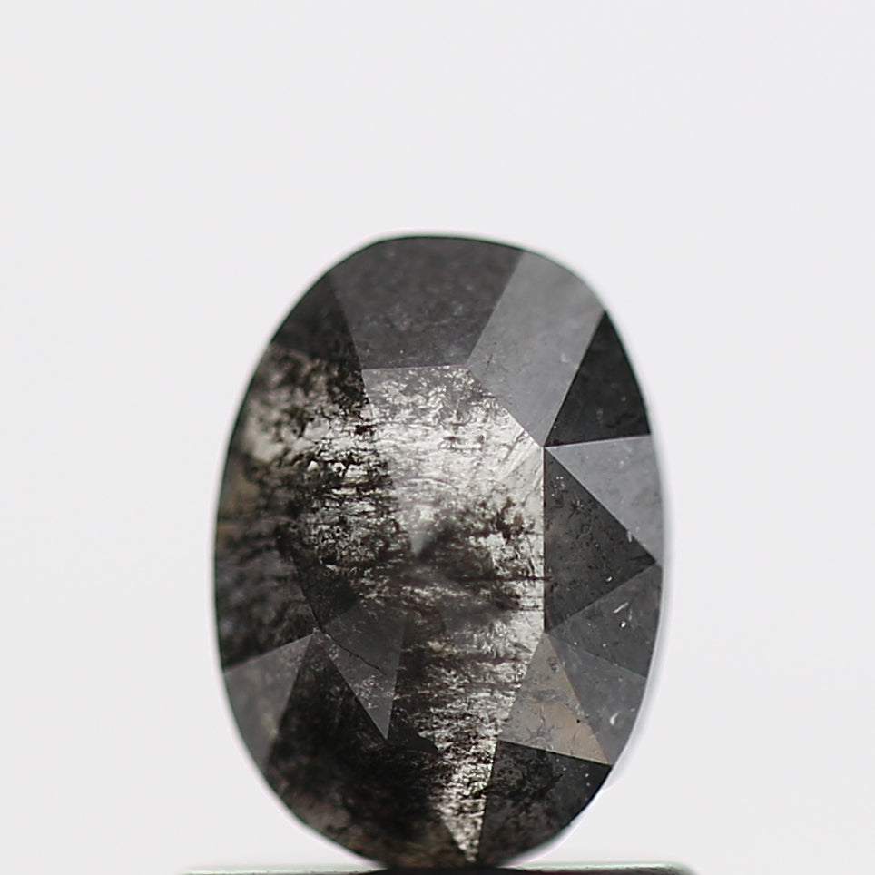 0.63 Carat Rose Cut Loose Oval Gray Natural Diamond 6.7 MM
