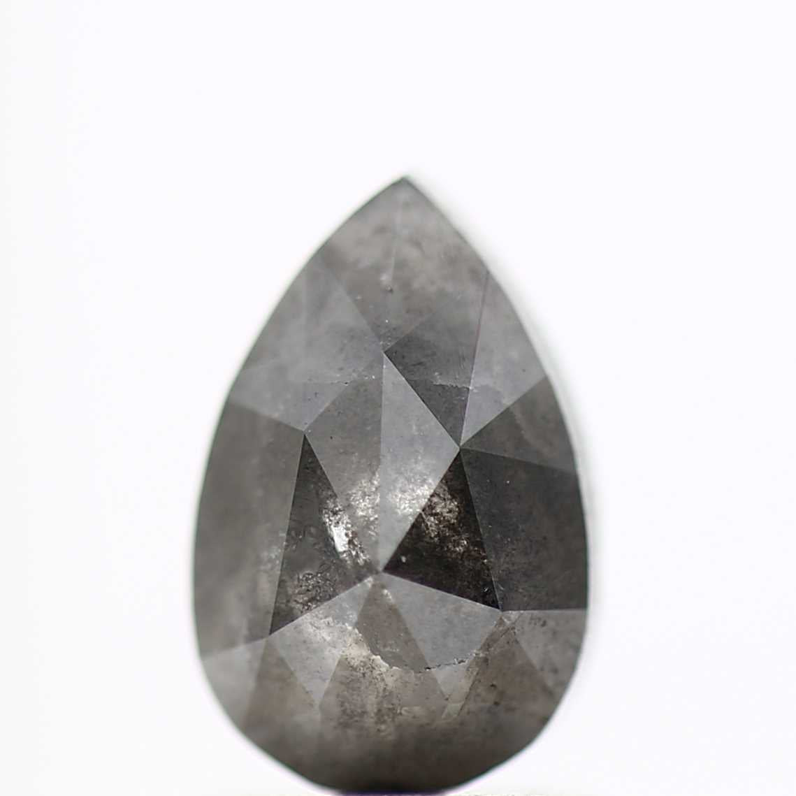 1.51 Carat Natural Gray Pear Rose Cut Diamond For Engagement Ring 8.5 MM