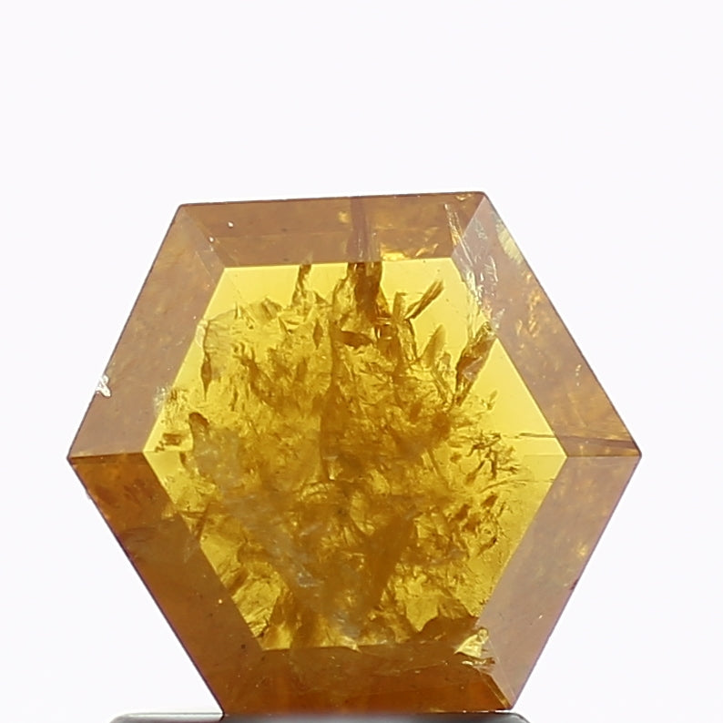0.86 Carat Fancy Yellow Hexagon Salt and Pepper Diamond 7 MM
