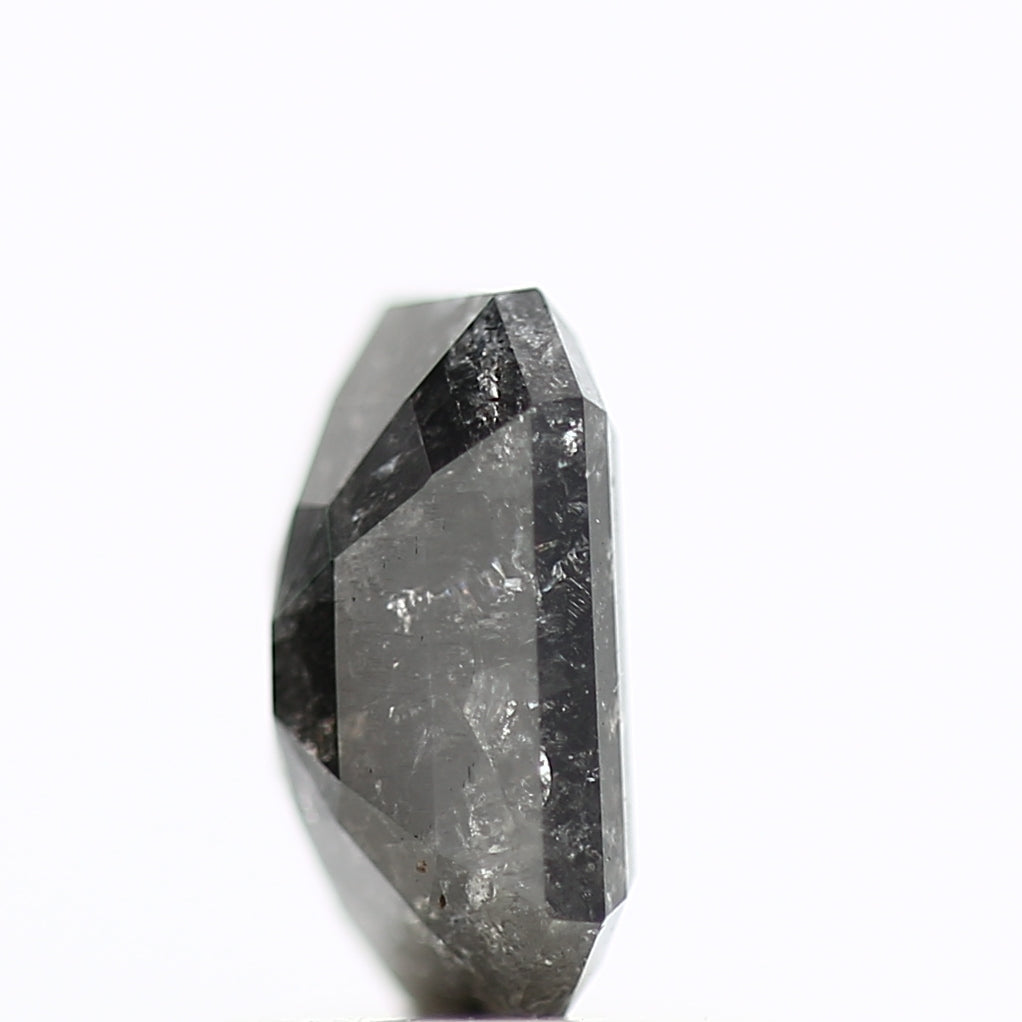 1 Carat Emerald Cut Salt and Pepper Diamond 6.93 MM Fancy Natural Black