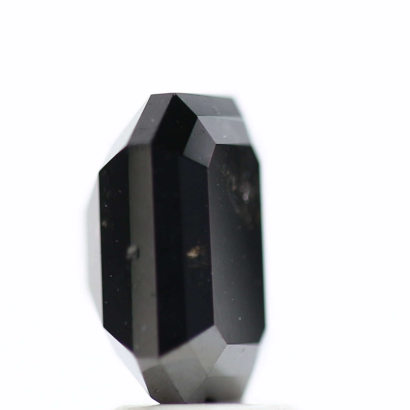 3 Ct Black Emerald Cut Diamond Natural Salt and Pepper Diamond 9.42 MM