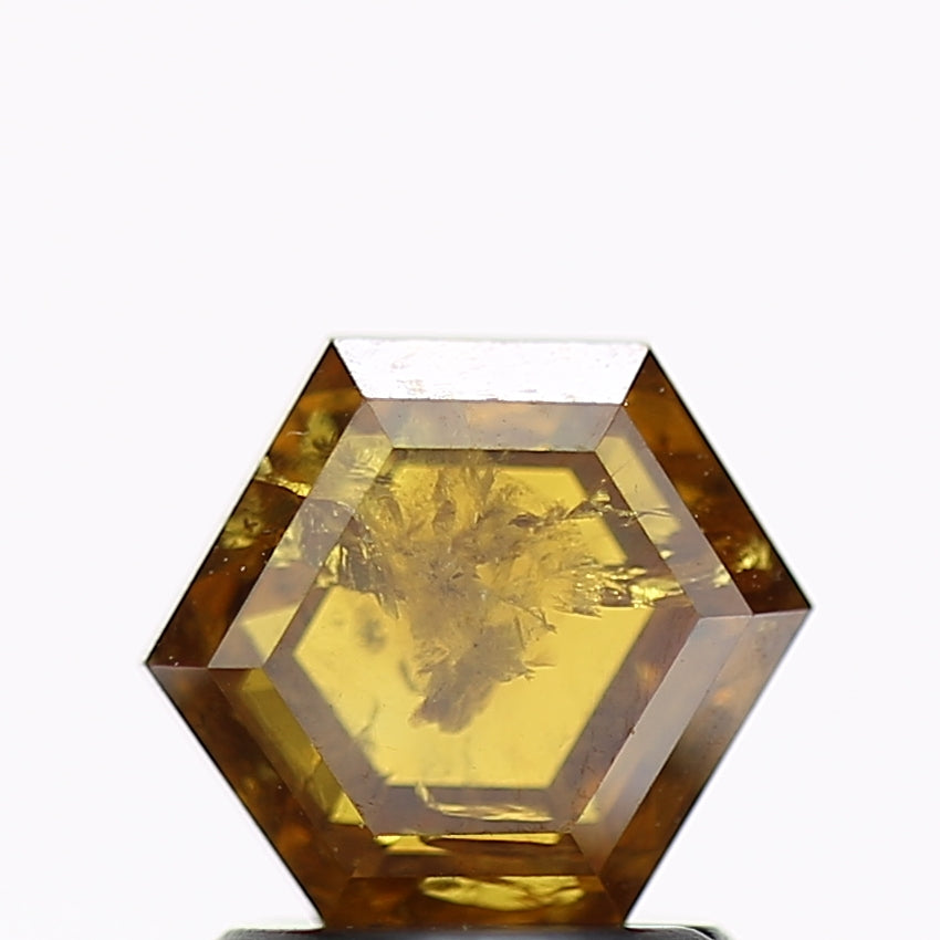 1.51 Carat Natural Yellow Hexagon Salt and Pepper Diamond 6.6 MM