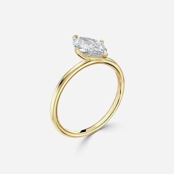 Bdaya Marquise Solitaire Engagement Ring 14K / 18K Solid Gold