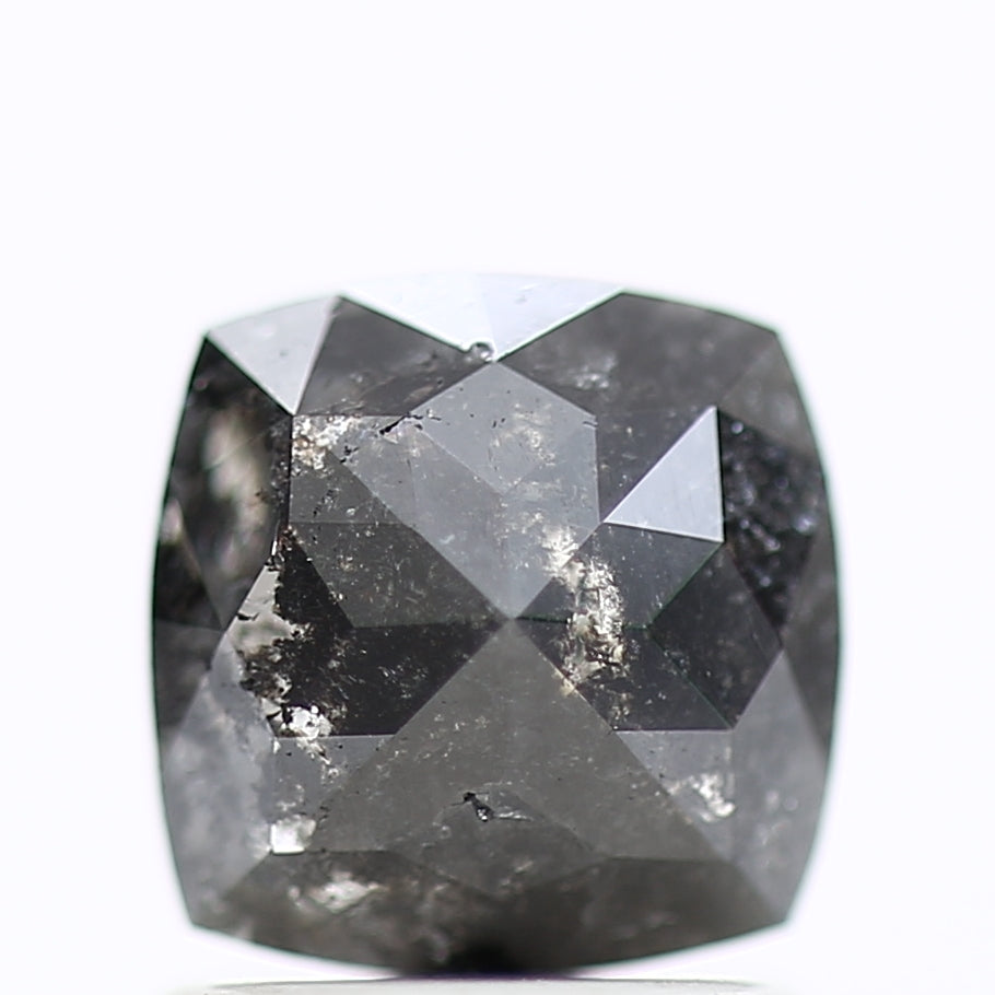 1.19 Ct Cushion Salt Pepper Diamond For Black Diamond Wedding Rings